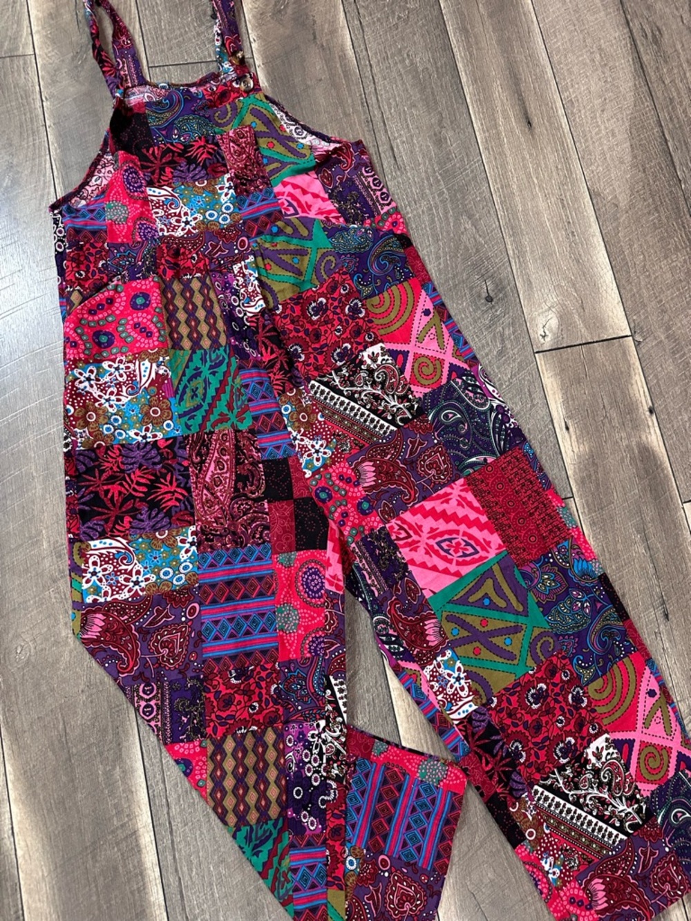 Boho Patchwork Overalls Jumpsuit - Picture 4 of 8